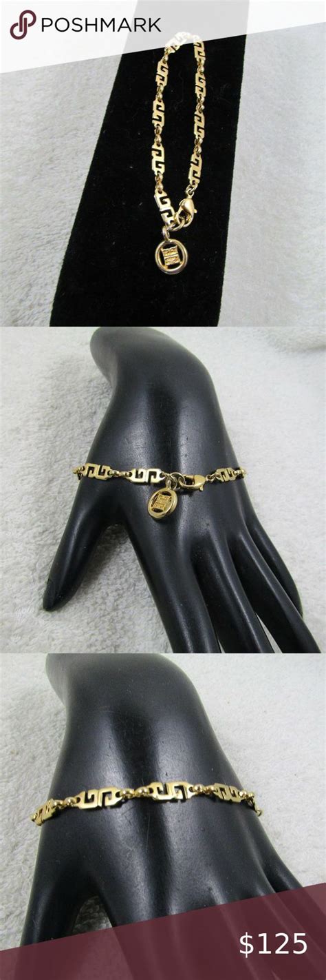 vintage givenchy monogram gold tone bangle bracelet|Givenchy Bracelets .